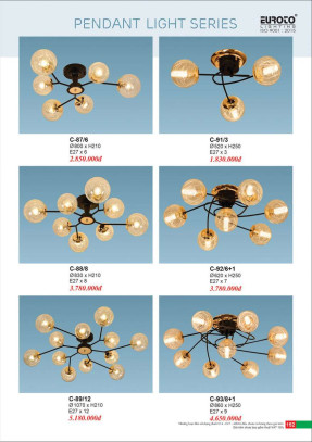 Đèn chùm Euroto C-87/6, C-88/8, C-89/12, C-91/3, C-92/6+1, , C-93/8+1