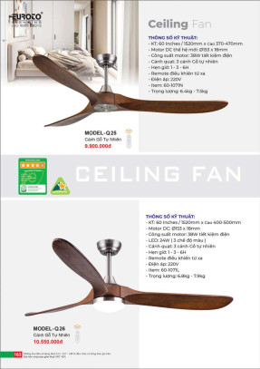 Quạt trần Euroto MODEL-Q25, MODEL-Q26
