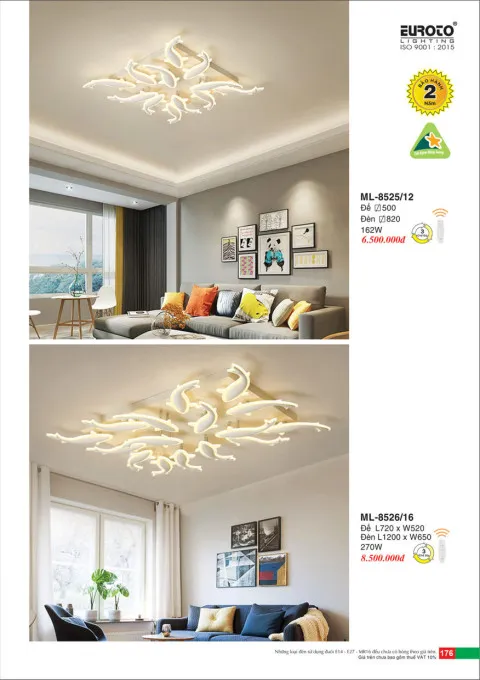 Đèn mâm led Euroto ML-8525/12, ML-8526/16