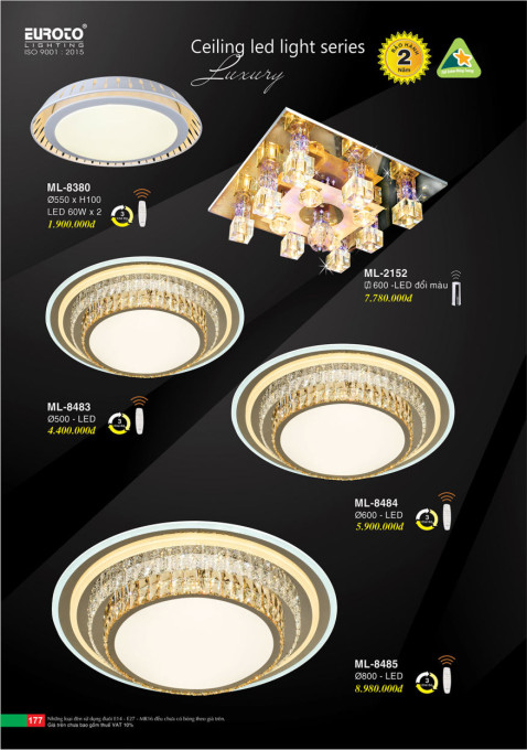 Đèn mâm led Euroto ML-8380, ML-8483, ML-8484, ML-8485, ML-2152