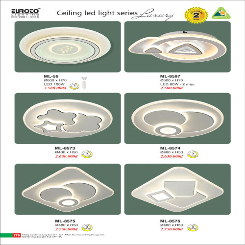 Đèn mâm led Euroto ML-56, ML-8597, ML-8573, ML-8574, ML-8575, ML-8576