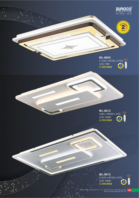 Đèn mâm led Euroto ML-8604, ML-8612, ML-8613
