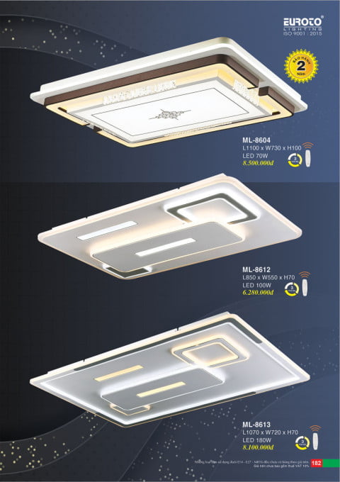Đèn mâm led Euroto ML-8604, ML-8612, ML-8613