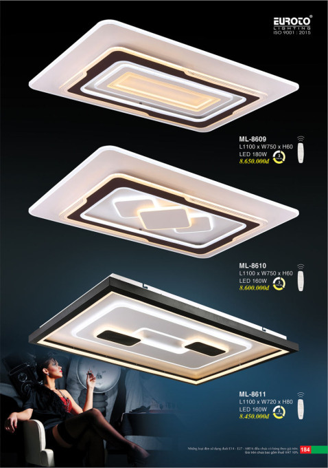 Đèn mâm led Euroto ML-8609, ML-8610, ML-8611
