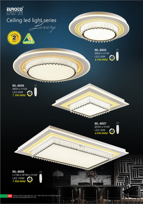 Đèn mâm led Euroto ML-8605, ML-8606, ML-8607, ML-8608