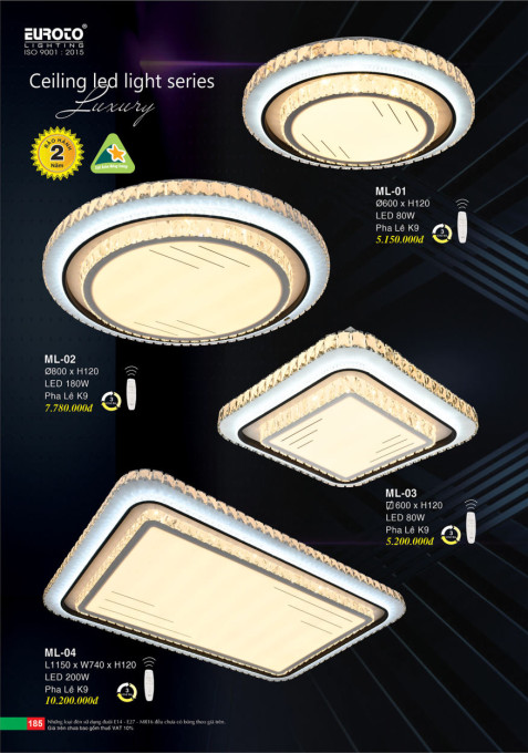 Đèn mâm led Euroto ML-01, ML-02, ML-03, ML-04