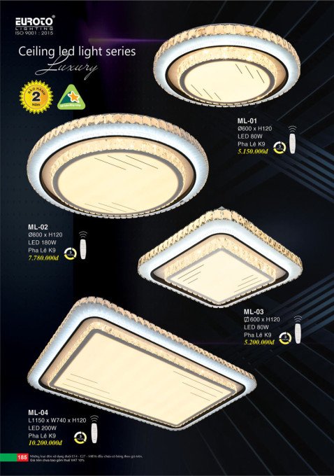 Đèn mâm led Euroto ML-01, ML-02, ML-03, ML-04