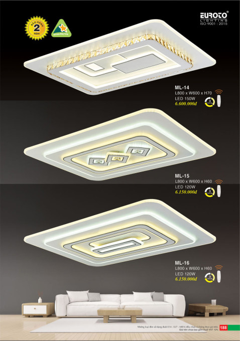 Đèn mâm led Euroto ML-14, ML-15, ML-15