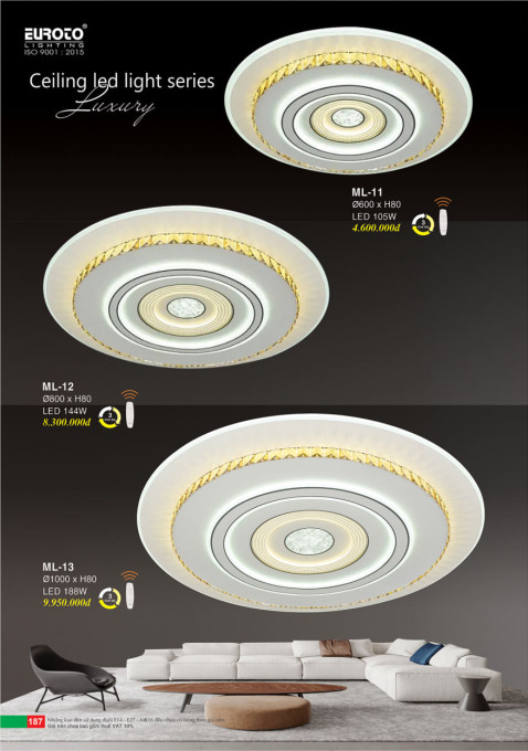 Đèn mâm led Euroto ML-11, ML-12, ML-13