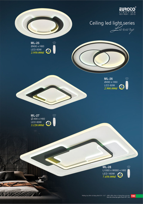 Đèn mâm led Euroto ML-25, ML-26, ML-27, ML-28
