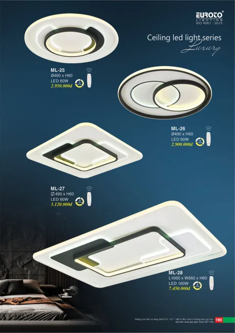 Đèn mâm led Euroto ML-25, ML-26, ML-27, ML-28