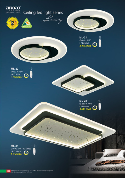 Đèn mâm led Euroto ML-21, ML-22, ML-23, ML-24