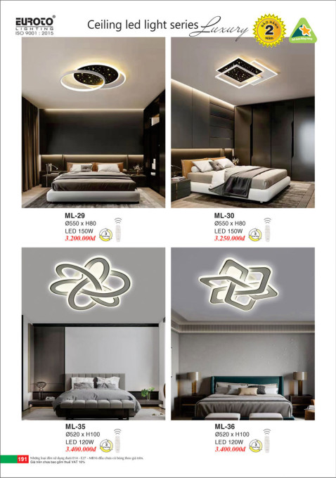 Đèn mâm led Euroto ML-29, ML-30, ML-35, ML-36