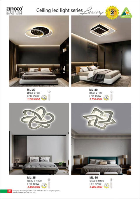 Đèn mâm led Euroto ML-29, ML-30, ML-35, ML-36