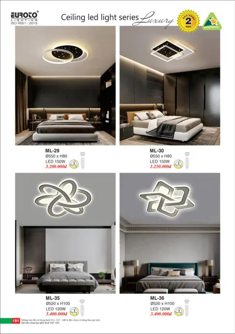 Đèn mâm led Euroto ML-29, ML-30, ML-35, ML-36