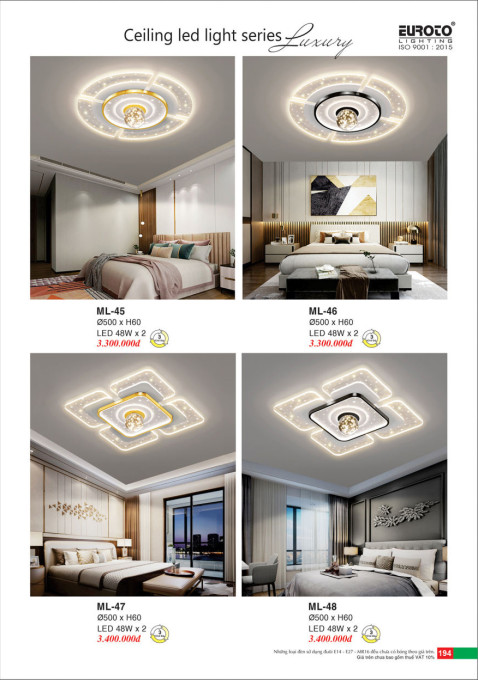 Đèn mâm led Euroto ML-45, ML-46, ML-47, ML-48