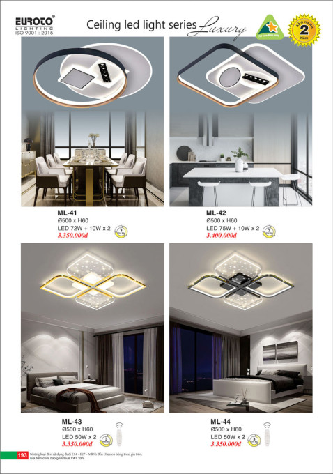 Đèn mâm led Euroto ML-41, ML-42, ML-43, ML-44