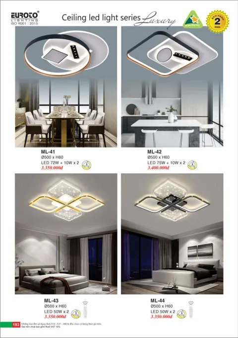 Đèn mâm led Euroto ML-41, ML-42, ML-43, ML-44