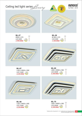 Đèn mâm led Euroto ML-57, ML-58, ML-67, ML-68, ML-69, ML-70