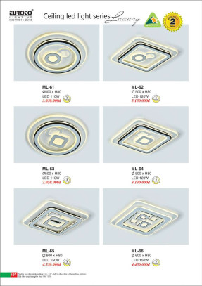 Đèn mâm led Euroto ML-61, ML-62, ML-63, ML-64, ML-65, ML-66