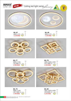 Đèn mâm led Euroto ML-97, ML-98, ML-77, ML-78, ML-79, ML-80