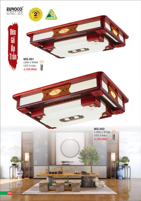 Đèn gỗ áp trần Euroto MG-01, MG-02