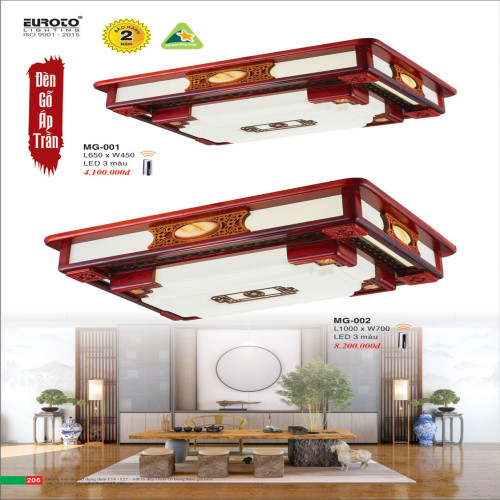 Đèn gỗ áp trần Euroto MG-01, MG-02