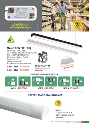 Máng đèn siêu thị, batten máng bán nguyệt Euroto