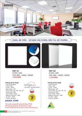 Đèn panel ấm trần Euroto sử dụng văn phòng, siêu thị, hội trường
