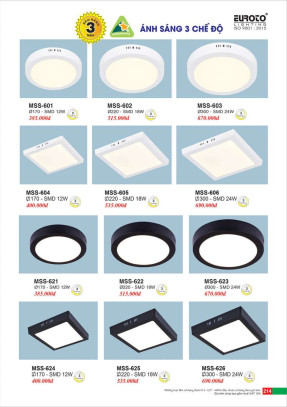 Đèn mâm áp trần Euroto MSS-601, MSS-602, MSS-603, MSS-604, MSS-605, MSS-606, MSS-621, MSS-622, MSS-623, MSS-624, MSS-625, MSS-626