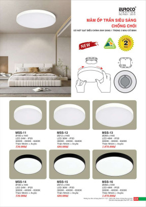 Đèn mâm áp trần Euroto MSS-11, MSS-12, MSS-13, MSS-14, MSS-15, MSS-16