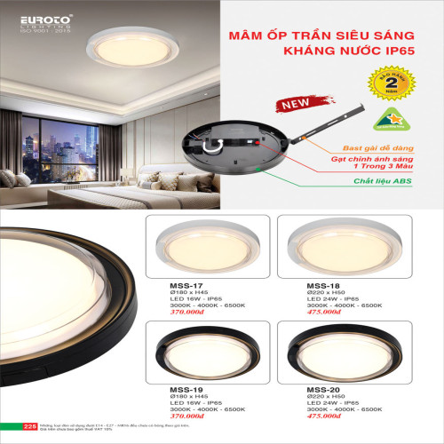 Đèn mâm áp trần Euroto MSS-17, MSS-18, MSS-19, MSS-20