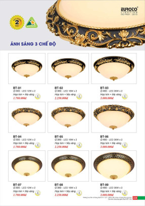 Đèn mâm áp trần Euroto BT-91, BT-92, BT-93, BT-94, BT-95, BT-96, BT-97, BT-98, BT-99