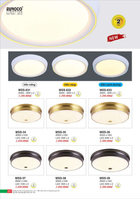 Đèn mâm áp trần Euroto MSS-631, MSS-632, MSS-633, MSS-34, MSS-35, MSS-36, MSS-37, MSS-38, MSS-39