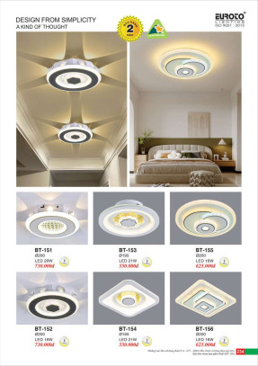Đèn mâm áp trần Euroto BT-151, BT-152, BT-153, BT-154, BT-155, BT-156