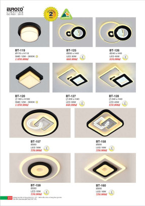 Đèn mâm áp trần Euroto BT-119, BT-120, BT-125, BT-126, BT-127, BT-128, BT-157, BT-158, BT-159, BT-160