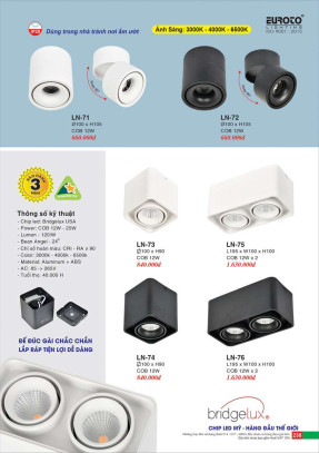 Đèn lon nổi ốp trần Euroto LN-71, LN-72, LN-73, LN-74, LN-75, LN-76