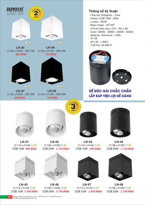 Đèn lon nổi ốp trần Euroto LN-41, LN-42, LN-43, LN-44, LN-45, LN-46, LN-47, LN-48, LN-35, LN-36, LN-37, LN-38