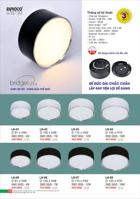 Đèn lon nổi ốp trần Euroto LN-51, LN-52, LN-53, LN-54, LN-55, LN-56, LN-57, LN-58