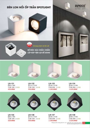 Đèn lon nổi ốp trần spotlight Euroto LN-131, LN-132, LN-133, LN-134, LN-135, LN-136, LN-137, LN-138