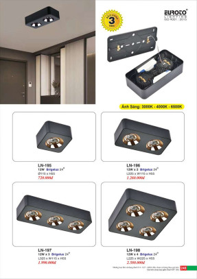 Đèn lon nổi ốp trần spotlight Euroto LN-195, LN-196, LN-197, LN-198