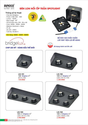 Đèn lon nổi ốp trần spotlight Euroto LN-191, LN-192, LN-193, LN-194