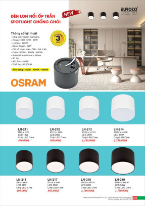 Đèn lon nổi ốp trần spotlight Euroto LN-211, LN-212, LN-213, LN-214, LN-216, LN-217, LN-218, LN-219