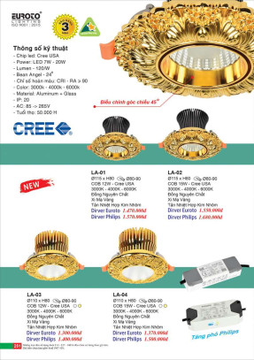 Đèn led âm trần spotlight cổ điển Euroto LA-01, LA-02, LA-03, LA-04