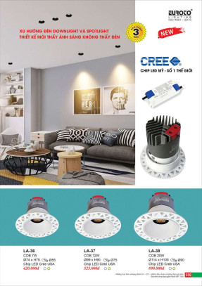 Đèn led âm trần spotlight Euroto LA-36, LA-37, LA-38