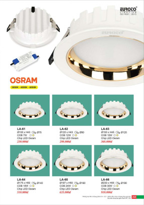 Đèn led âm trần Euroto LA-61, LA-62, LA-63, LA-64, LA-65, LA-66