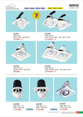 Đèn led âm trần Euroto LA-511, LA-512, LA-513, LA-514, LA-235, LA-236, LA-247