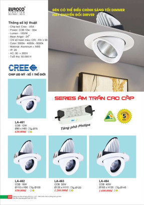 Đèn led âm trần Euroto LA-461, LA-462, LA-463, LA-464