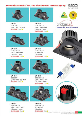 Đèn led âm trần spotlight Euroto LA-611, LA-612, LA-613, LA-614, LA-615, LA-616, LA-617, LA-618