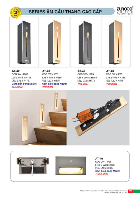 Đèn âm cầu thang Euroto AT-42, AT-43, AT-47, AT-48, AT-40